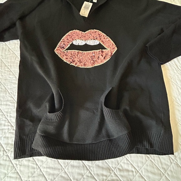 Torrid Black Sweater with Sequin Lips Design - Picture 6 of 10